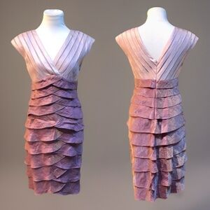 Adrianna Papell Lavender Shiny Layered Overlay 4 Cocktail Formal A Line …